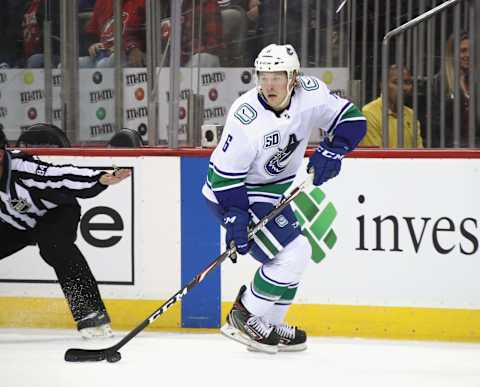 Brock Boeser #6 of the Vancouver Canucks. (Photo by Bruce Bennett/Getty Images)