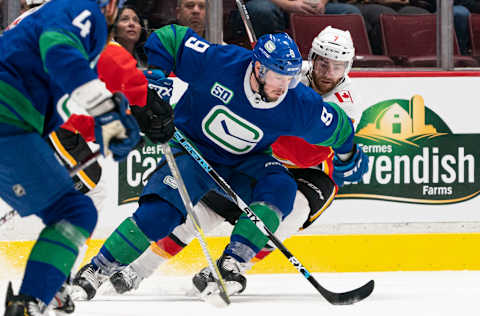 J.T. Miller #9 of the Vancouver Canucks (Photo by Rich Lam/Getty Images)