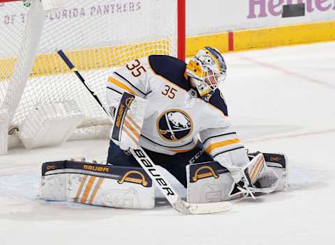 Goaltender Linus Ullmark #35 of the Buffalo Sabres. (Photo by Joel Auerbach/Getty Images)