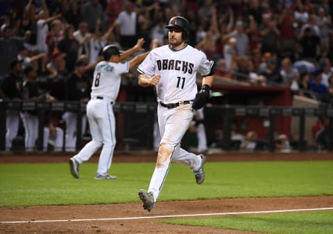 PHOENIX, AZ – SEPTEMBER 25: AJ Polllock #11 of the Arizona Diamondbacks scores a run against the Los Angeles Dodgers at Chase Field on September 25, 2018 in Phoenix, Arizona. (Photo by Norm Hall/Getty Images)