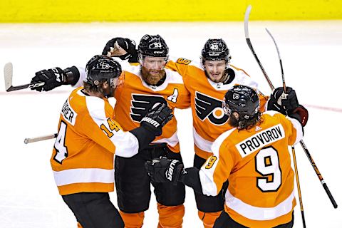 Joel Farabee #49 of the Philadelphia Flyers. (Photo by Elsa/Getty Images)