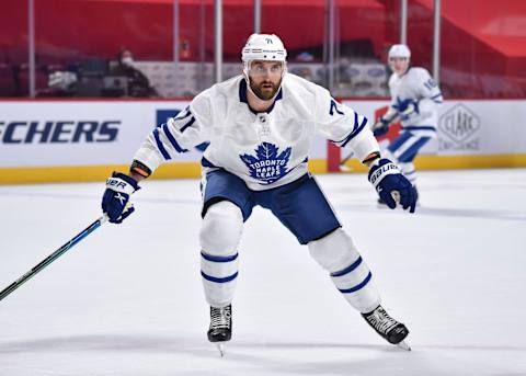 MONTREAL, QC – APRIL 28: Nick Foligno #71 of the Toronto Maple Leafs  (Photo by Minas Panagiotakis/Getty Images)