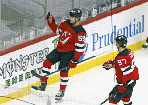 Janne Kuokkanen #59 of the New Jersey Devils (Photo by Bruce Bennett/Getty Images)