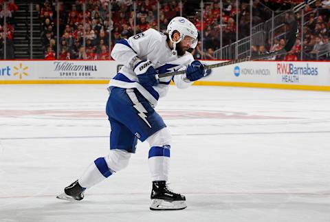 NEWARK, NEW JERSEY – JANUARY 12: Nikita Kucherov #86 of the Tampa Bay Lightning in action against the New Jersey Devils at Prudential Center on January 12, 2020 in Newark, New Jersey. The Devils defeated the Lightning 3-1. (Photo by Jim McIsaac/Getty Images)