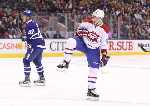 Oct 2, 2016; Toronto, Ontario, CAN; Montreal Canadiens forward Daniel Audette. Mandatory Credit: Tom Szczerbowski-USA TODAY Sports