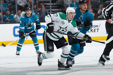 SAN JOSE, CA – APRIL 03: Devin Shore #17 of the Dallas Stars skates against the San Jose Sharks at SAP Center on April 3, 2018 in San Jose, California. (Photo by Rocky W. Widner/NHL/Getty Images) *** Local Caption *** Devin Shore