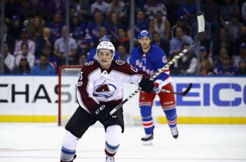 NEW YORK, NY – OCTOBER 05: Alexander Kerfoot looks terrified in his first NHL game.