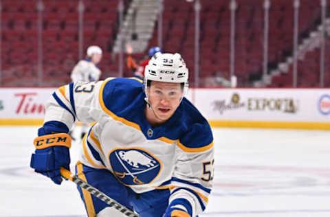 MONTREAL, QC – FEBRUARY 13: Jeff Skinner #53 of the Buffalo Sabres skates against the Montreal Canadiens during the first period at Centre Bell on February 13, 2022, in Montreal, Canada. The Buffalo Sabres defeated the Montreal Canadiens 5-3. (Photo by Minas Panagiotakis/Getty Images)