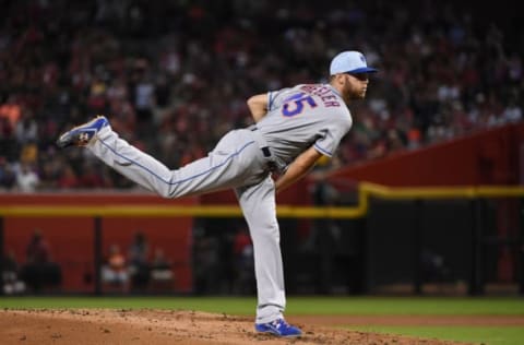 PHOENIX, AZ – JUNE 17: Zack Wheeler #45 of the New York Mets delivers a first inning pitch against the Arizona Diamondbacks at Chase Field on June 17, 2018 in Phoenix, Arizona. (Photo by Norm Hall/Getty Images)