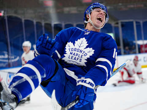 Feb 7, 2022; Toronto, Ontario, CAN; Toronto Maple Leafs forward Mitchell Marner (16)  Mandatory Credit: John E. Sokolowski-USA TODAY Sports