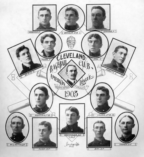 The 1903 Cleveland Indians: Addie Joss is second from the right in the second row from the top.. (Photo by Mark Rucker/Transcendental Graphics, Getty Images)