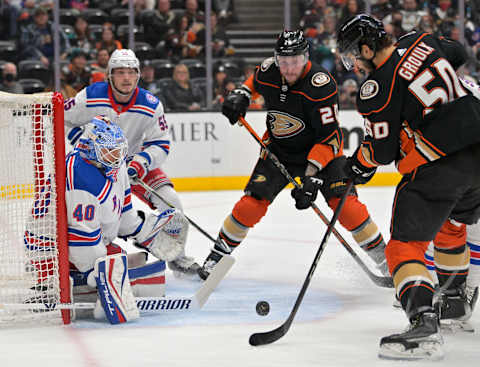 New York Rangers goaltender Alexandar Georgiev (40) makes a save o. Mandatory Credit: Jayne Kamin-Oncea-USA TODAY Sports