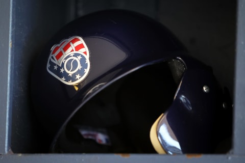 Milwaukee Brewers batting helmet (Photo by Dylan Buell/Getty Images)