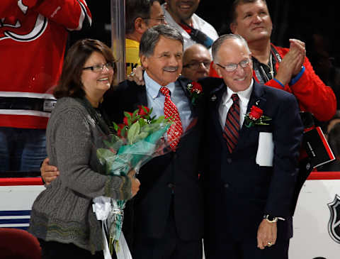 Mike (Doc) Emrick at the Prudential Center (Photo by Bruce Bennett/Getty Images)