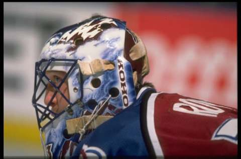 Hockey – Colorado Avalanche goalie Patrick Roy during a game against the Los Angeles Kings on December 28, 1996 in Los Angeles. (Photo by Craig Hacker/Sporting News via Getty Images)