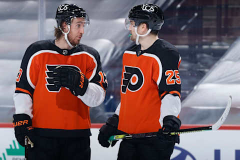 Kevin Hayes and James van Riemsdyk, Philadelphia Flyers (Photo by Tim Nwachukwu/Getty Images)