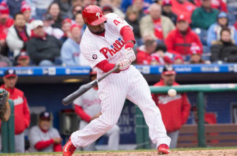 Kendrick Will Be in the Phils’ Lineup This Week. Photo by Bill Streicher – USA TODAY Sports.