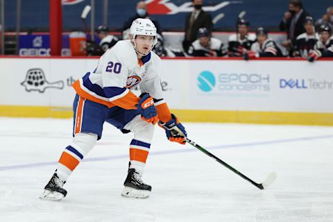 Kieffer Bellows #20 of the New York Islanders. (Photo by Patrick Smith/Getty Images)