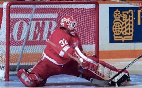 Tim Cheveldae #32 Detroit Red Wings (Photo by Graig Abel/Getty Images)