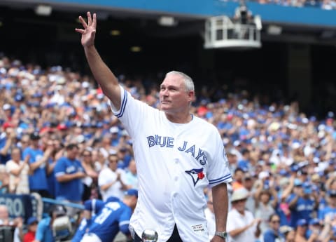 TORONTO, CANADA – AUGUST 14: Former pitcher Dave Stieb #37 of the Toronto Blue Jays is introduced during the fortieth season celebrations honoring the greatest Blue Jays pitchers in franchise history before the start of MLB game action against the Houston Astros on August 14, 2016 at Rogers Centre in Toronto, Ontario, Canada. (Photo by Tom Szczerbowski/Getty Images)