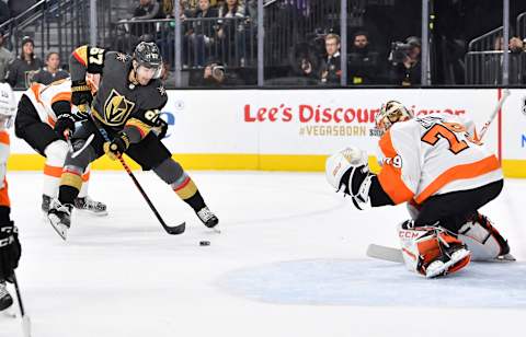 LAS VEGAS, NEVADA – JANUARY 02: Max Pacioretty #67 of the Vegas Golden Knights skates during the first period against the Philadelphia Flyers at T-Mobile Arena on January 02, 2020 in Las Vegas, Nevada. (Photo by Jeff Bottari/NHLI via Getty Images)