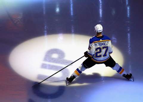 EDMONTON, ALBERTA – AUGUST 17: Alex Pietrangelo #27 of the St. Louis Blues. (Photo by Jeff Vinnick/Getty Images)