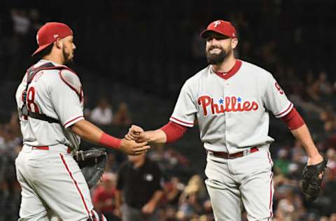 Neshek baffles the opposition with his funky delivery. Photo by Jennifer Stewart/Getty Images.