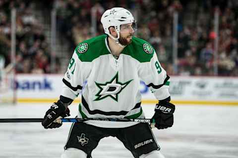 Feb 16, 2017; Saint Paul, MN, USA; Dallas Stars forward Tyler Seguin (91) during a game between the Minnesota Wild and Dallas Stars at Xcel Energy Center. The Wild defeated the Stars 3-1. Mandatory Credit: Brace Hemmelgarn-USA TODAY Sports