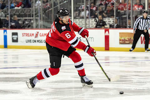 New Jersey Devils defenseman John Marino (6): John Jones-USA TODAY Sports