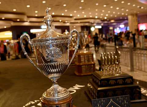 LAS VEGAS, NEVADA – JUNE 16: The King Clancy Memorial Troph  (Photo by Ethan Miller/Getty Images)