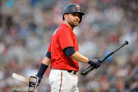 MINNEAPOLIS, MN – JUNE 08: Brian Dozier #2 of the Minnesota Twins reacts to striking out against the Los Angeles Angels of Anaheim during the game on June 8, 2018 at Target Field in Minneapolis, Minnesota. The Angels defeated the Twins 4-2. (Photo by Hannah Foslien/Getty Images)