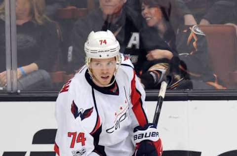 ANAHEIM, CA – MARCH 12: Washington Capitals defenseman John Carlson (74) in action during the second period of a game against the Anaheim Ducks, on March 12, 2017. (Photo by John Cordes/Icon Sportswire via Getty Images)