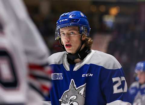 Left wing prospect Quentin Musty is expected to be picked late in the first round. (Photo by Chris Tanouye/Getty Images)