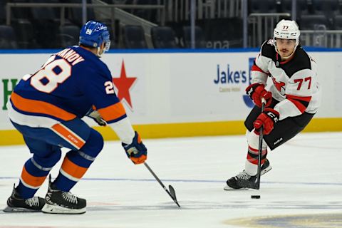 New Jersey Devils center Aarne Talvitie (77): Dennis Schneidler-USA TODAY Sports