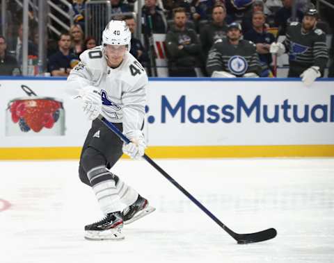 Elias Pettersson #40 of the Vancouver Canucks skates (Photo by Bruce Bennett/Getty Images)