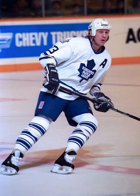 TORONTO, ON – FEBRUARY 19: Todd Gill #23 of the Toronto Maple Leafs skates against the Edmonton Oilers during NHL game action on February 19, 1994 at Maple Leaf Gardens in Toronto, Ontario, Canada. (Photo by Graig Abel/Getty Images)