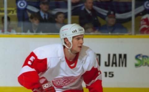 TORONTO, ON – NOVEMBER 2: Nicklas Lidstrom #5 of the Detroit Red Wings skates against the Toronto Maple Leafs during NHL game action on November 2, 1996 at Maple Leaf Gardens in Toronto, Ontario, Canada. (Photo by Graig Abel/Getty Images)