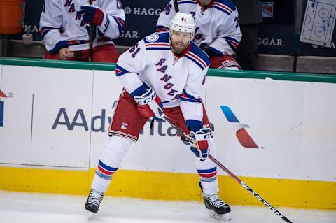 Dec 15, 2016; Dallas, TX, USA; New York Rangers left wing Rick Nash (61) in action during the game against the Dallas Stars at the American Airlines Center. The Rangers shut out the Stars 2-0. Mandatory Credit: Jerome Miron-USA TODAY Sports