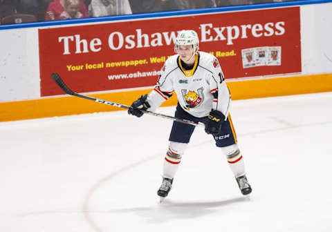 Ethan Cardwell #11 of the Barrie Colts (Photo by Chris Tanouye/Getty Images)