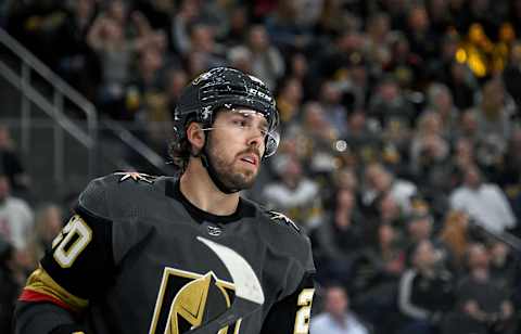 Chandler Stephenson #20 of the Vegas Golden Knights takes a break. (Photo by Ethan Miller/Getty Images)