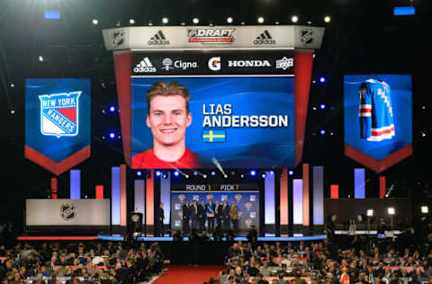 CHICAGO, IL – JUNE 23: The New York Rangers select center Lias Andersson with the 7th pick in the first round of the 2017 NHL Draft on June 23, 2017, at the United Center in Chicago, IL. (Photo by Daniel Bartel/Icon Sportswire via Getty Images)