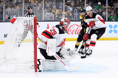 New Jersey Devils goaltender Mackenzie Blackwood (29): Bob DeChiara-USA TODAY Sports