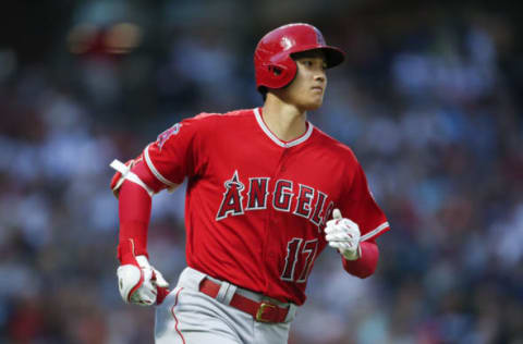 CLEVELAND, OH – AUGUST 03: Shohei Ohtani #17 of the Los Angeles Angels rounds the bases after hitting a solo home run off Mike Clevinger #52 of the Cleveland Indians during the third inning at Progressive Field on August 3, 2018 in Cleveland, Ohio. (Photo by Ron Schwane/Getty Images)