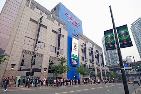 VANCOUVER, BC – AUGUST 20: Hundreds of gaming fans stand in line outside Rogers Arena as they wait to enter on the first day of The International 2018 DOTA 2 Championships on August 20, 2018 in Vancouver, Canada. (Photo by Jeff Vinnick/Getty Images)