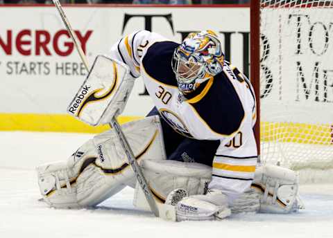 PITTSBURGH, PA – DECEMBER 17: Ryan Miller #30 of the Buffalo Sabres protects the net against the Pittsburgh Penguins during the game at Consol Energy Center on December 17, 2011 in Pittsburgh, Pennsylvania. (Photo by Justin K. Aller/Getty Images)