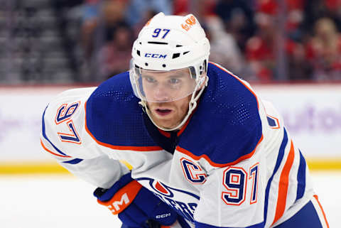 SUNRISE, FLORIDA – NOVEMBER 20: Connor McDavid #97 of the Edmonton Oilers skates against the Florida Panthers at Amerant Bank Arena on November 20, 2023 in Sunrise, Florida. (Photo by Bruce Bennett/Getty Images)