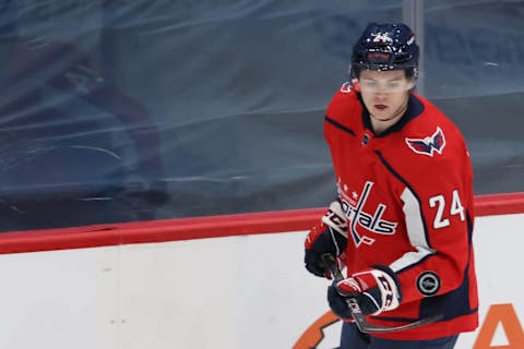 Washington Capitals right wing Connor McMichael (24). Mandatory Credit: Geoff Burke-USA TODAY Sports