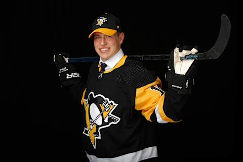 Samuel Poulin poses for a portrait after being selected by the Pittsburgh Penguins (Photo by Kevin Light/Getty Images)