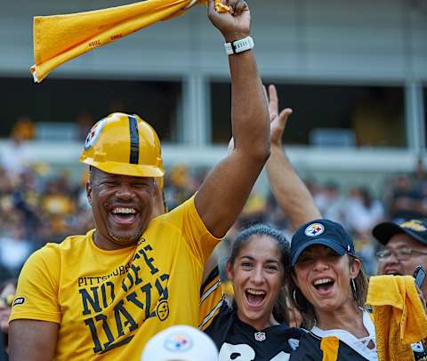 PITTSBURGH, PA – SEPTEMBER 17: Pittsburgh Steelers fans celebrate during an NFL football game between the Pittsburgh Steelers and the Minnesota Vikings on September 17, 2017 at Heinz Field in Pittsburgh, PA. (Photo by Shelley Lipton/Icon Sportswire via Getty Images)