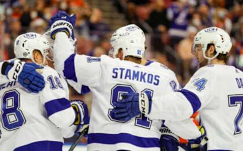 Dec 30, 2021; Sunrise, Florida, USA; Tampa Bay Lightning center Steven Stamkos (91)  Mandatory Credit: Sam Navarro-USA TODAY Sports